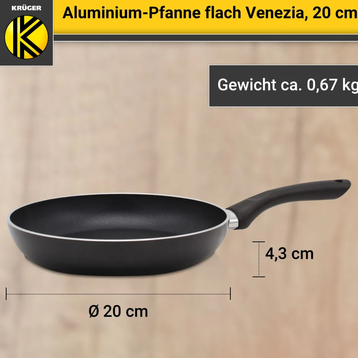 Aluminium Pfanne Venezia flach, 20 cm
