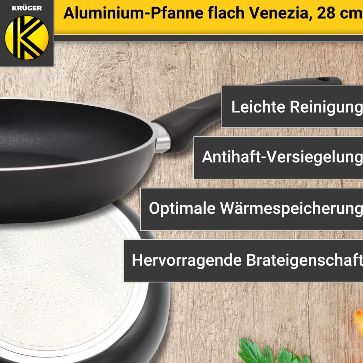 Aluminium Pfanne Venezia flach, 28 cm