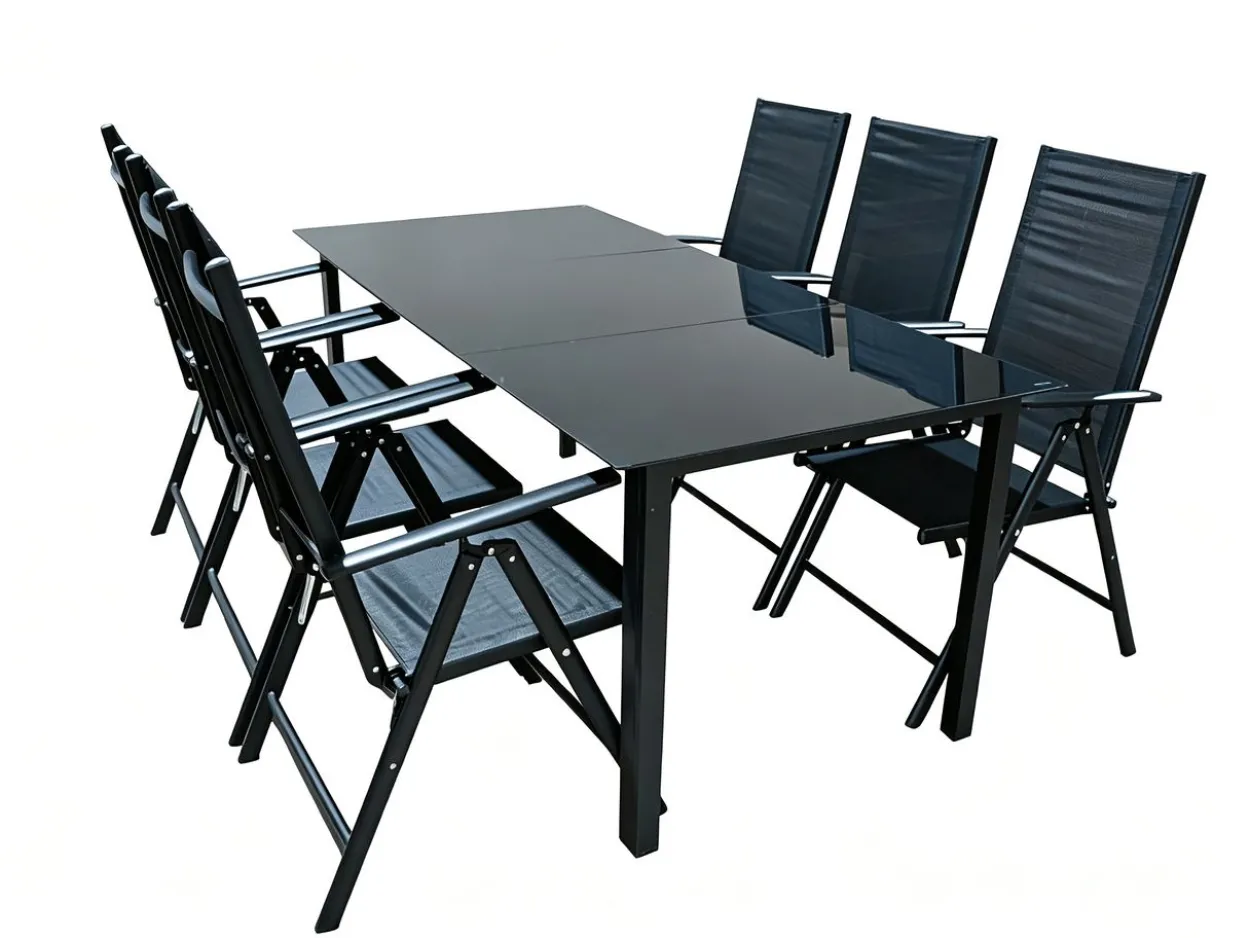 Aluminium-Sitzgruppe 7tlg. klappbar - Anthrazit