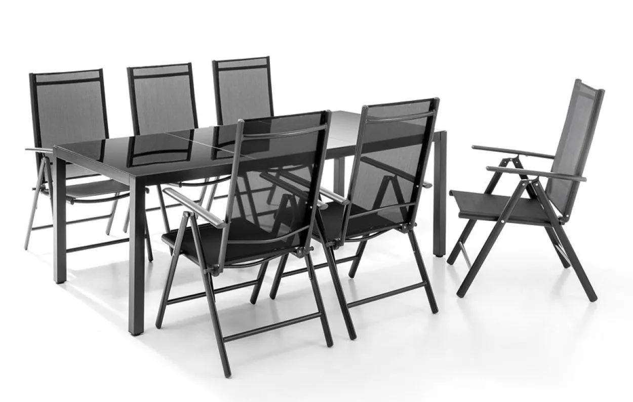 Aluminium-Sitzgruppe 7tlg. klappbar - Anthrazit