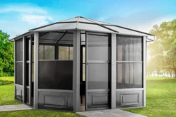Aluminium Wintergarten Pavillon, aus Aluminium ca. 619 x 411 x 280 cm - Anthrazit