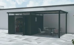 Anbau für Metallgerätehaus "ELSA", ca. 275 x 294 x 222 cm - Glänzendes Grau