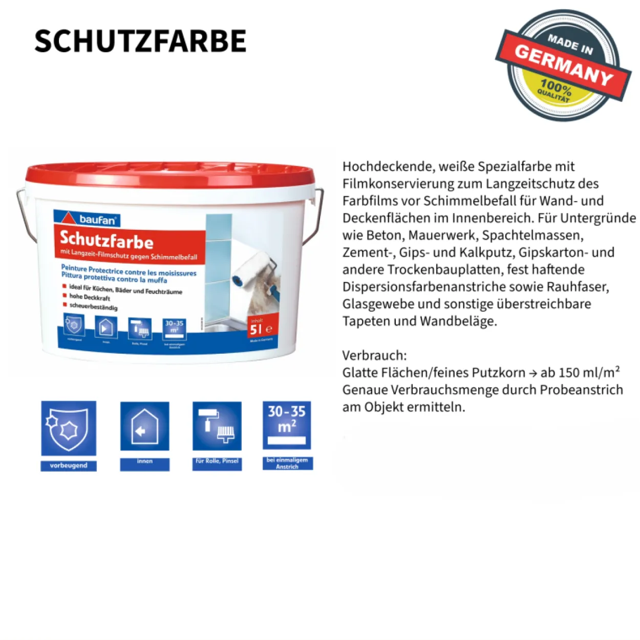 Anti-Schimmelfarbe Schutzfarbe 5L