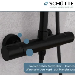 AQUADUCT Überkopfbrause-Set, Schwarz matt