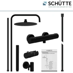 AQUADUCT Überkopfbrause-Set, Schwarz matt