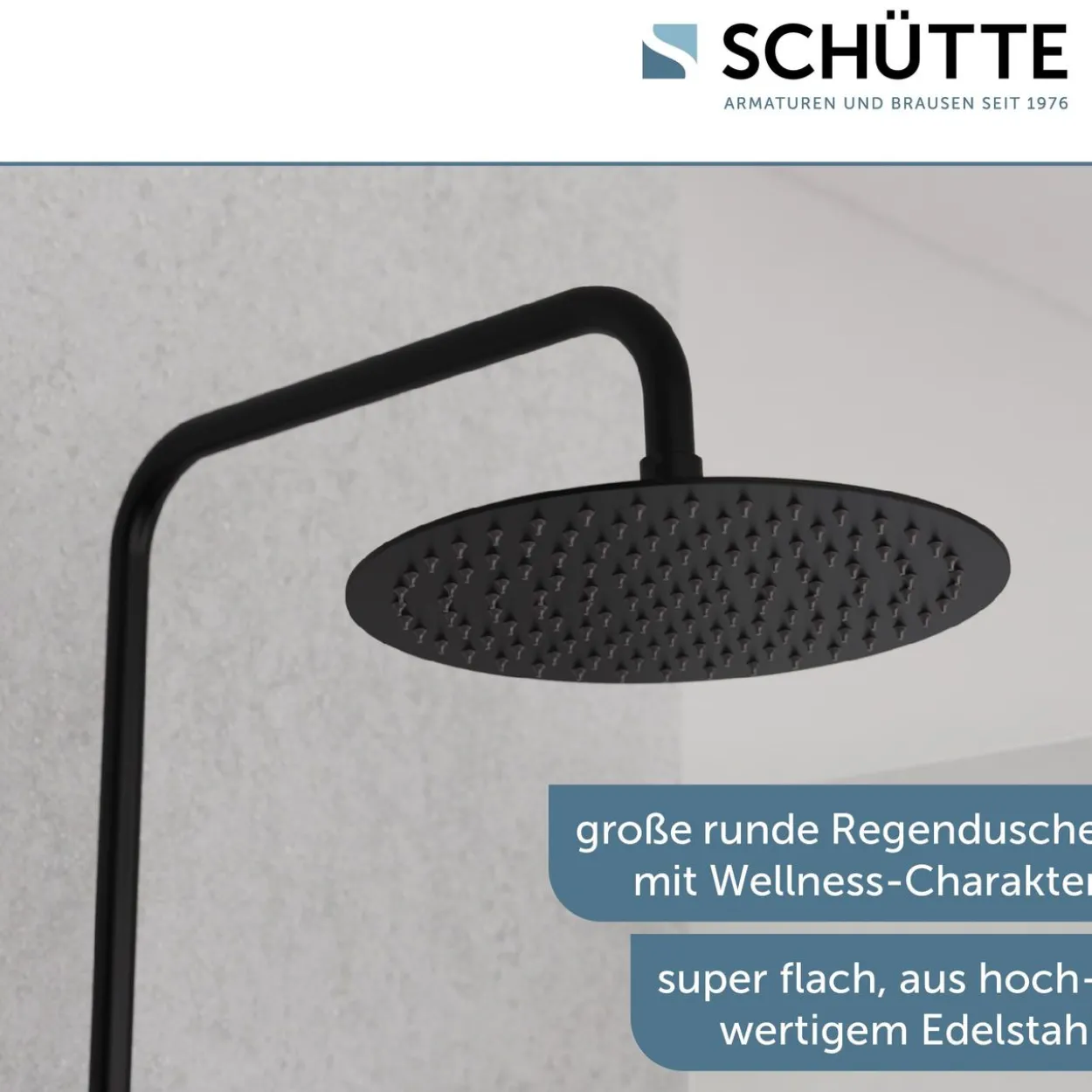 AQUADUCT Überkopfbrause-Set, Schwarz matt