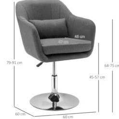 Arbeitshocker Drehstuhl höhenverstellbar Stahl, Dunkelgrau, 57x57x77,5-87cm