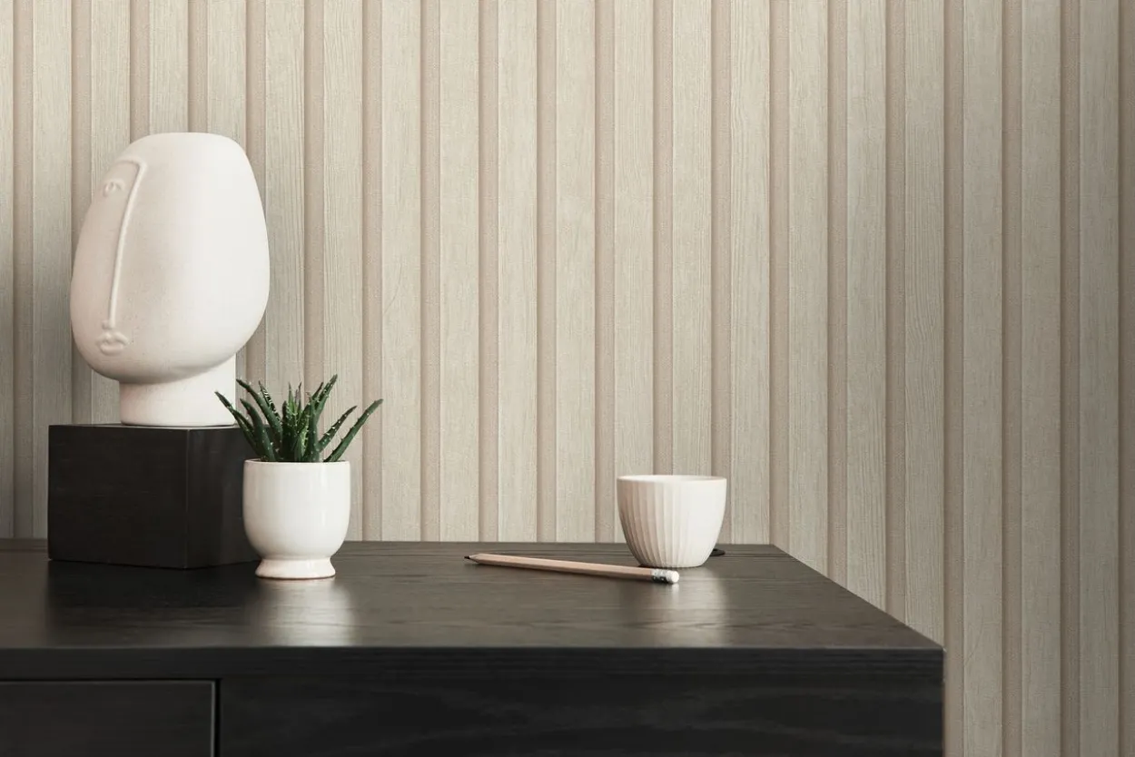 A.S. Création - Tapete Holzpaneele Creme, Beige