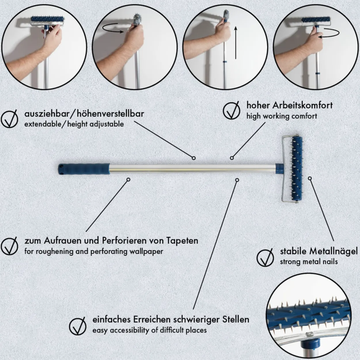 A.S. Création Teleskop-Stachelwalze 54-98cm