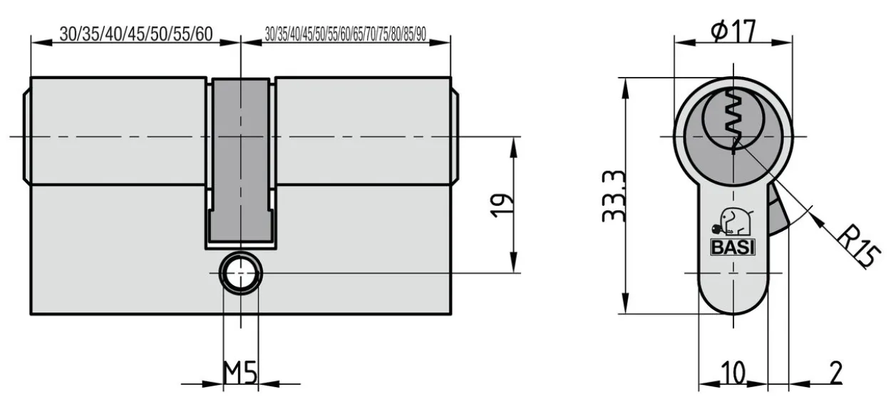 AS - 35/40 mm Profil-Doppelzylinder