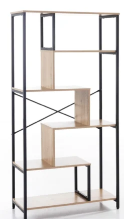 Asymmetrisches Wohnzimmerregal, ca. 84 x 35 x 163 cm - Hellbraun