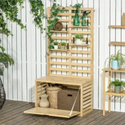 Aufbewahrungsbox, Gartentruhe mit Rankhilfe