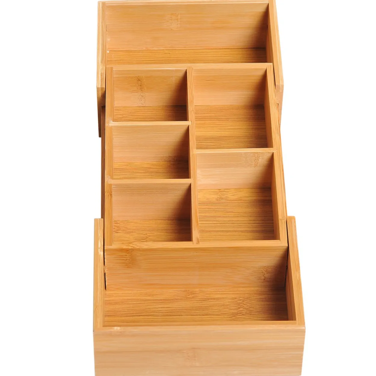 Aufbewahrungsbox Ordnungsbox Schubladen Organizer ausziehbar Bambus Natur L24,6 x B17,6 x H7 cm