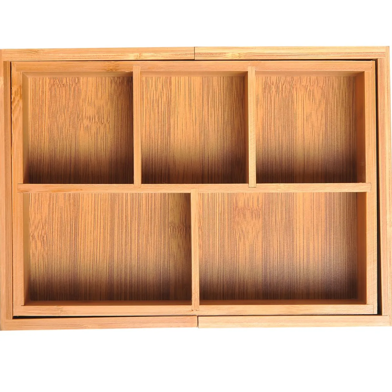Aufbewahrungsbox Ordnungsbox Schubladen Organizer ausziehbar Bambus Natur L24,6 x B17,6 x H7 cm
