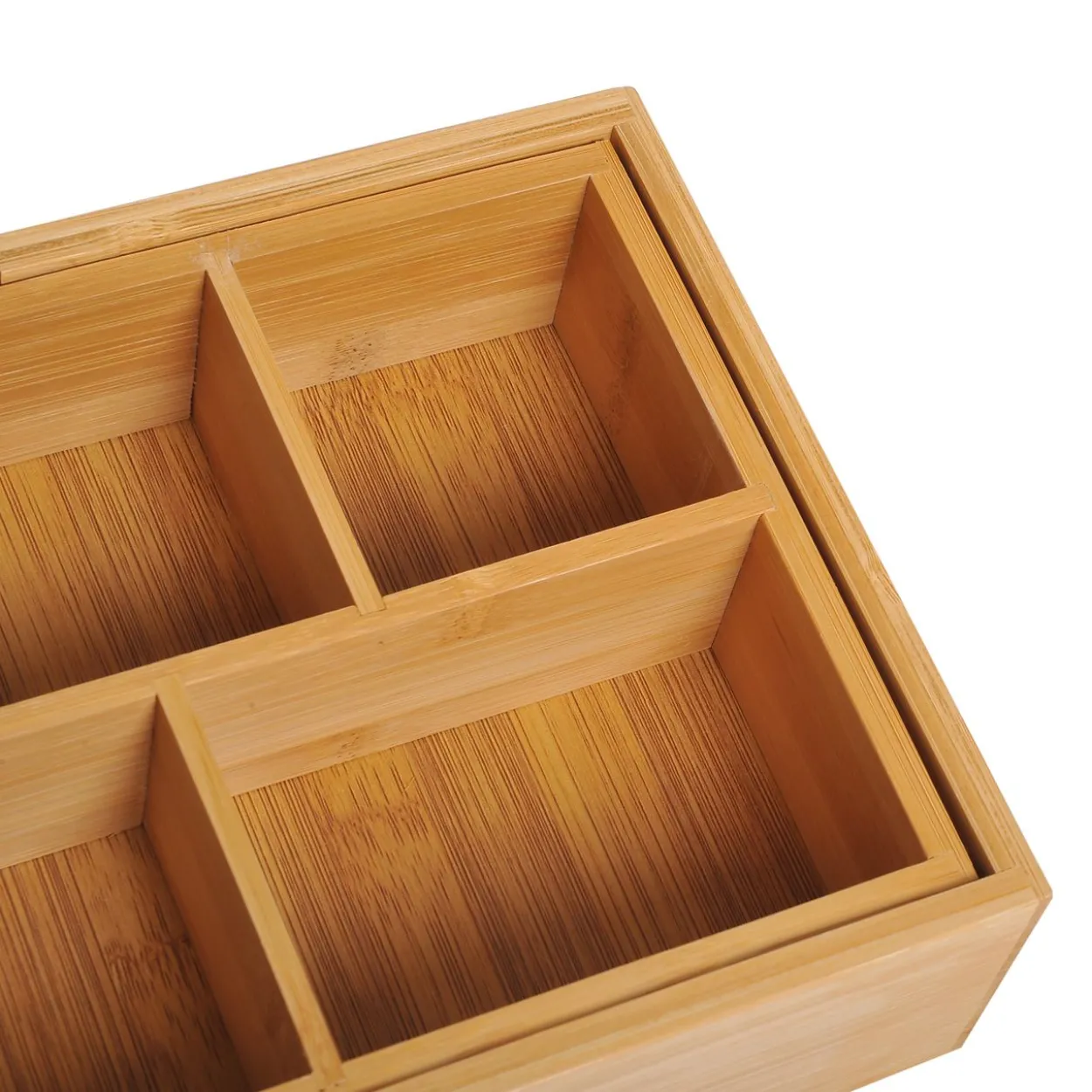 Aufbewahrungsbox Ordnungsbox Schubladen Organizer ausziehbar Bambus Natur L24,6 x B17,6 x H7 cm