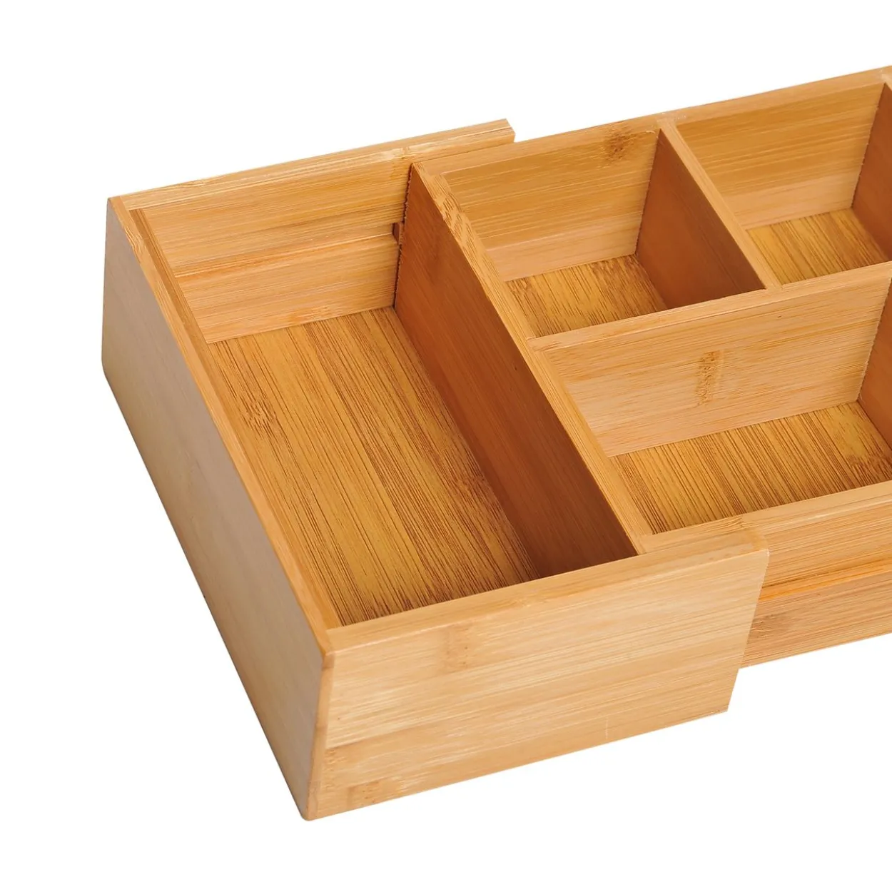 Aufbewahrungsbox Ordnungsbox Schubladen Organizer ausziehbar Bambus Natur L24,6 x B17,6 x H7 cm