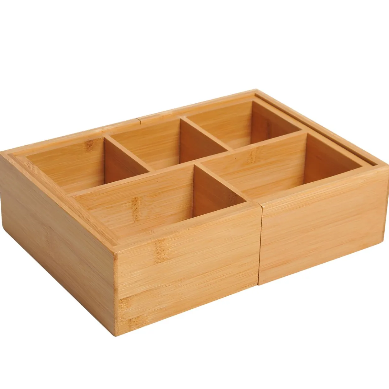 Aufbewahrungsbox Ordnungsbox Schubladen Organizer ausziehbar Bambus Natur L24,6 x B17,6 x H7 cm