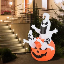 Aufblasbarer Kürbis Geist Halloween Deko mit LED Beleuchtung