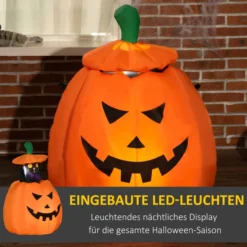 Aufblasbar Kürbisgeist mit beweglicher Katze Halloweendekorationen mit LED Lichter
