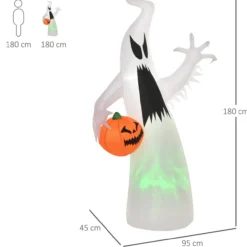 Aufblasendes Spuk Gespenst Halloween Dekoration LED beleuchtet Weiß
