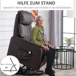 Aufstehsessel mit Aufstehhilfe Fernsehsessel Liegefunktion Braun