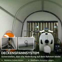 Autogarage 3 x 3 m Gerätehaus mit UV-Schutz, zwei Rolltore, Stahl, PE, Grau