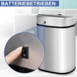 Automatik Mülleimer Abfalleimer mit Infrarotsensor Kücheneimer 48L Silber L40,5 x B29,5 x H57 cm