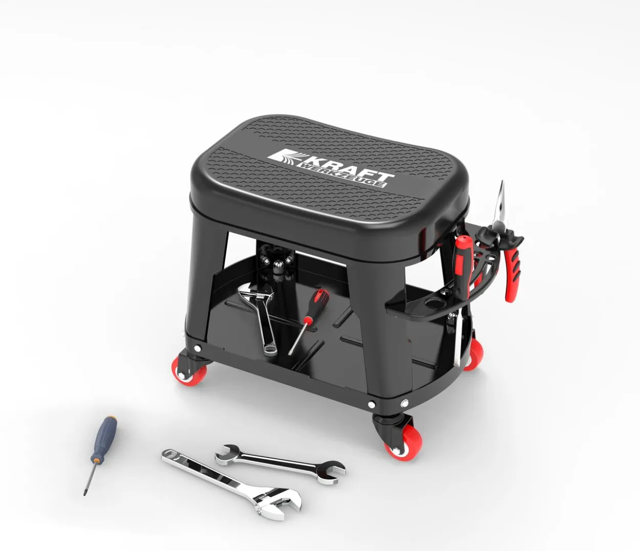 Auto Rollhocker mit Sitzkissen und Werkzeugablage