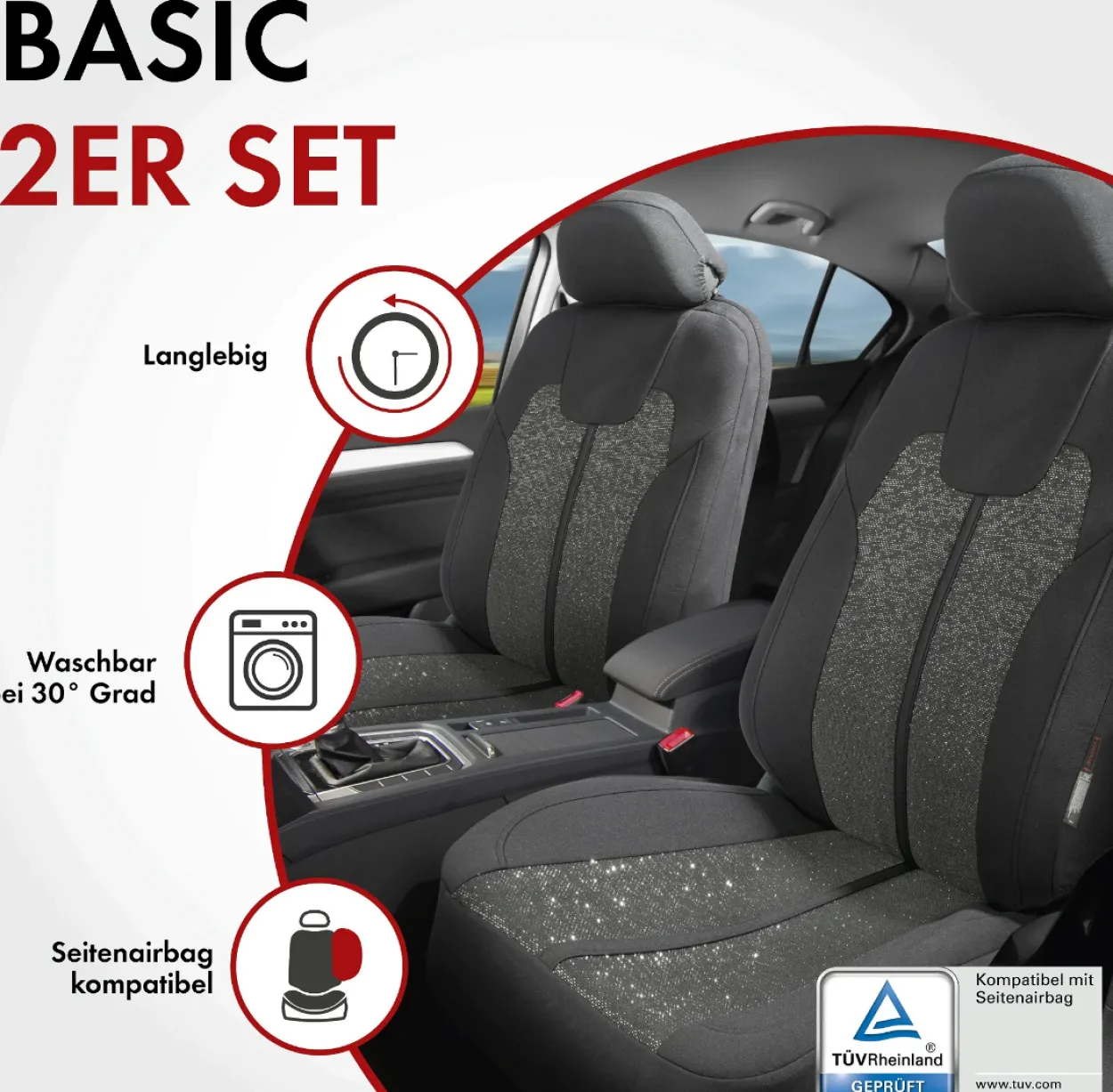 Autositzbezug Corso Coll. Basic - silber-schwarz