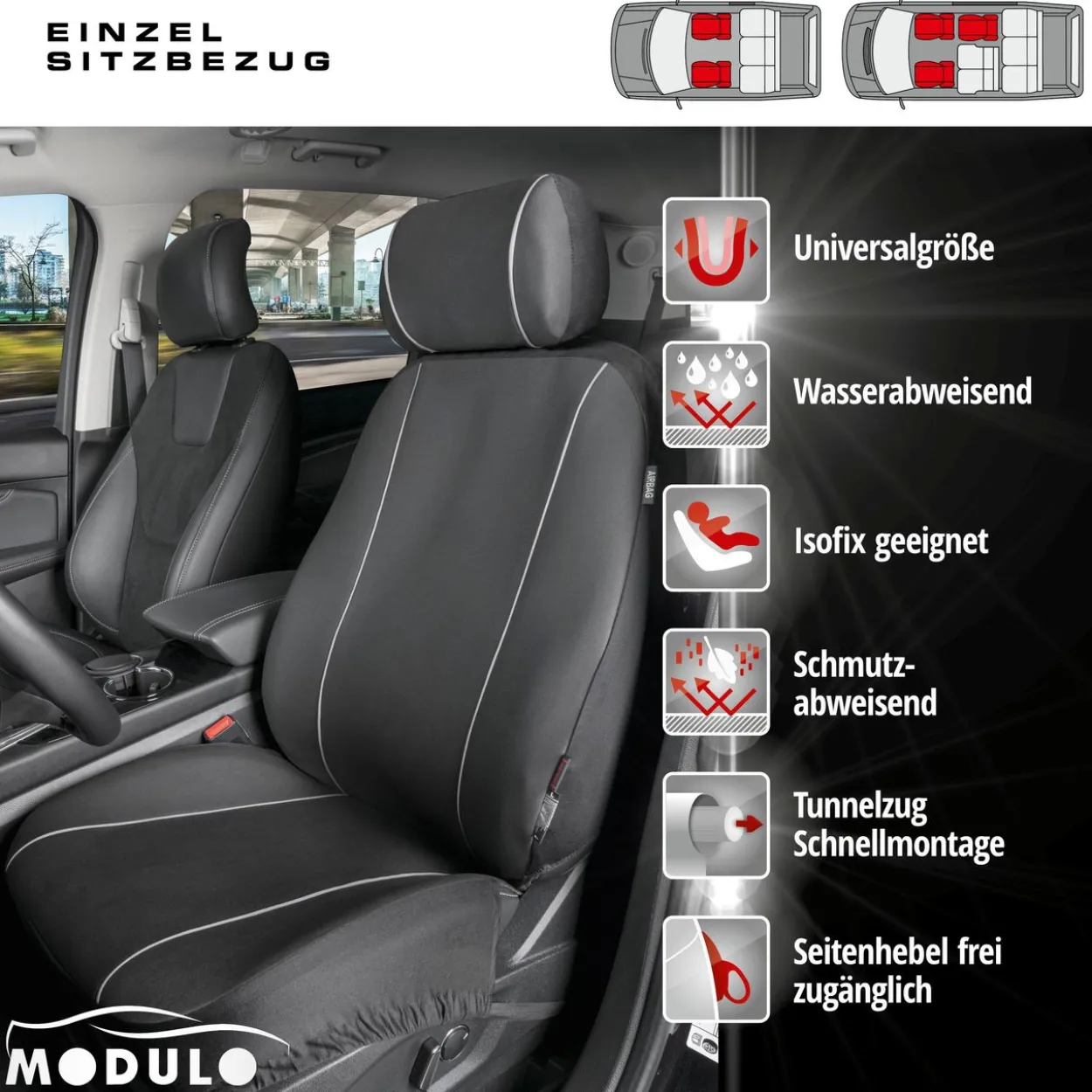 Autositzbezug Modulo schwarz