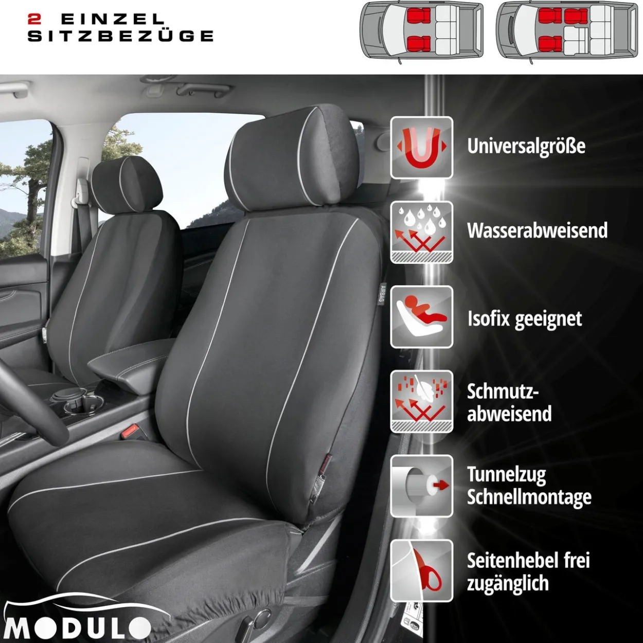 Autositzbezug Modulo schwarz