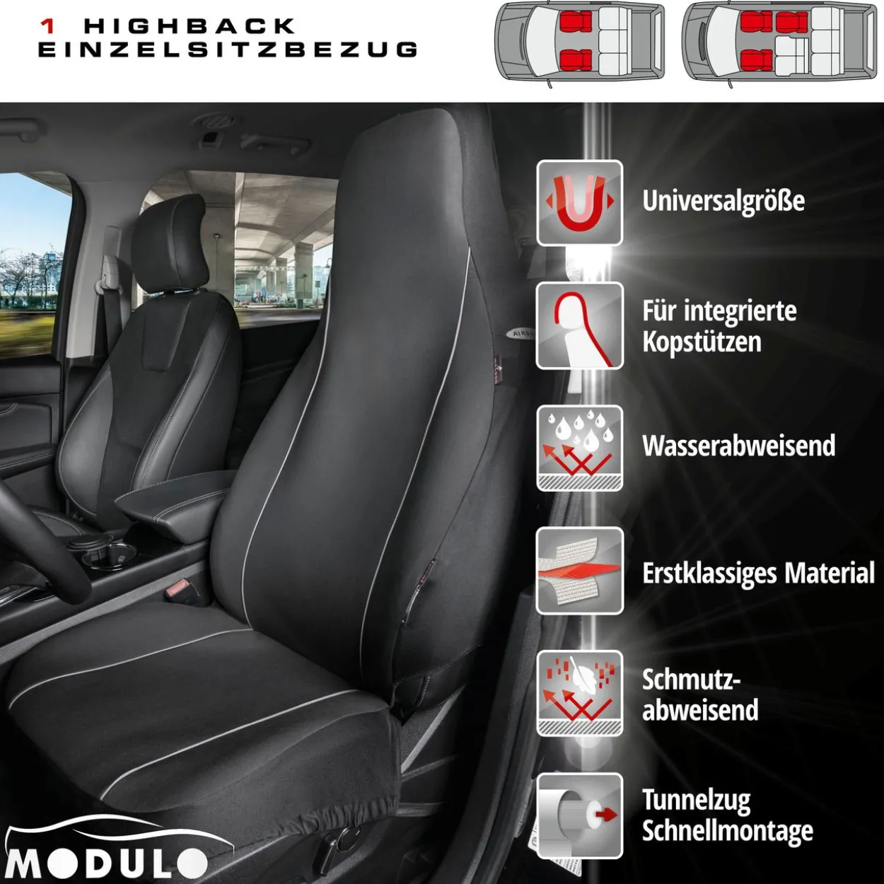 Autositzbezug Modulo schwarz