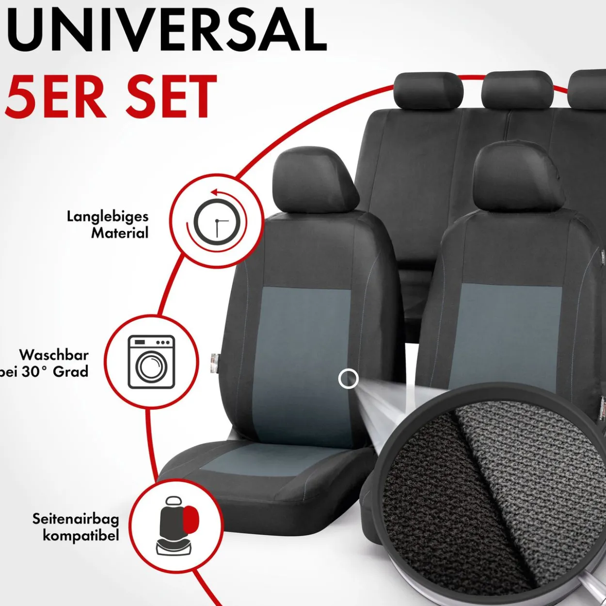 Autositzbezug Sandray grau-schwarz
