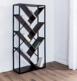Aysmetrisches Wohnzimmerregal, ca. 74 x 30 x 153 cm - Braun