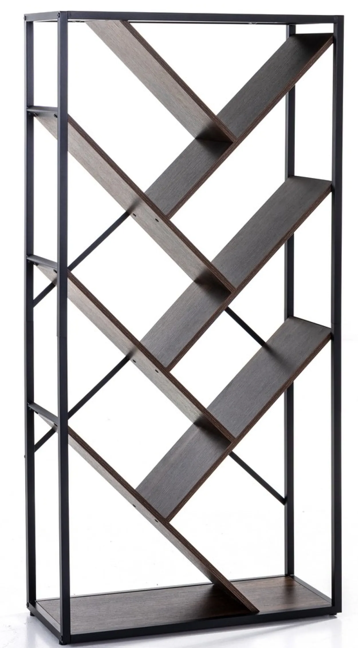 Aysmetrisches Wohnzimmerregal, ca. 74 x 30 x 153 cm - Braun