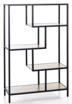 Aysmetrisches Wohnzimmerregal, ca. 84 x 34 x 130 cm - Hellbraun