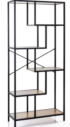 Aysmetrisches Wohnzimmerregal, ca. 83 x 34 x 185 cm – Hellbraun