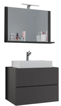 Badblock Lendas M 60cm Unterschrank + Spiegel Anthrazit
