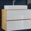 Badblock Lendas S 60cm Unterschrank Honig-Eiche/Weiß
