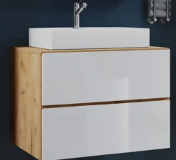 Badblock Lendas S 60cm Unterschrank Honig-Eiche/Weiß