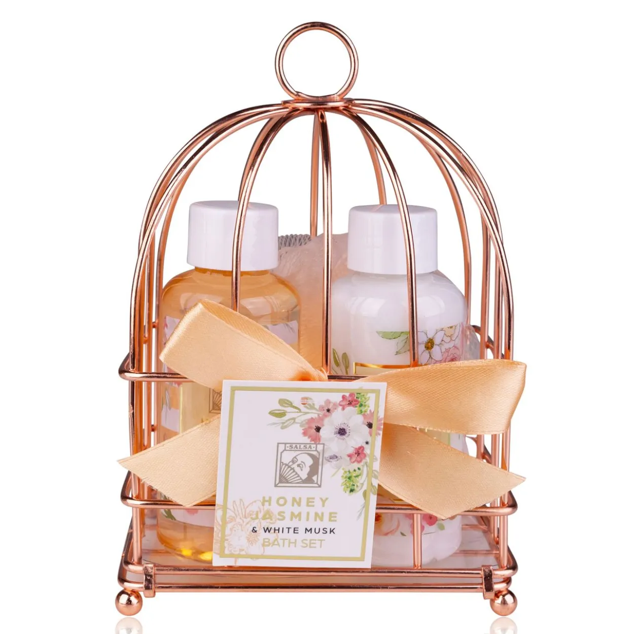 Badeset HONEY JASMINE in Drahtkorb