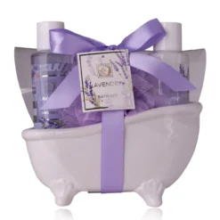 Badeset LAVENDEL in Keramikbadewanne