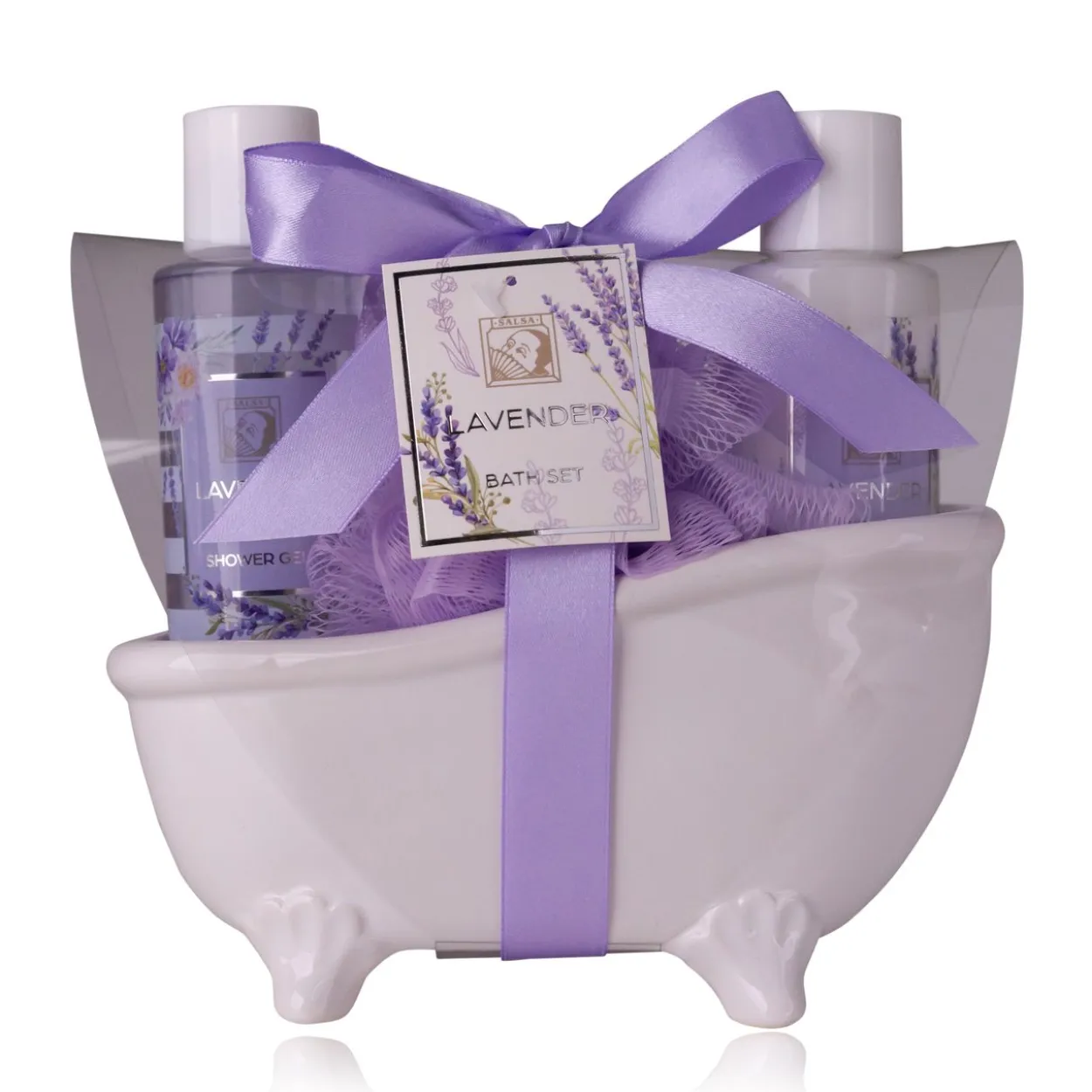 Badeset LAVENDEL in Keramikbadewanne