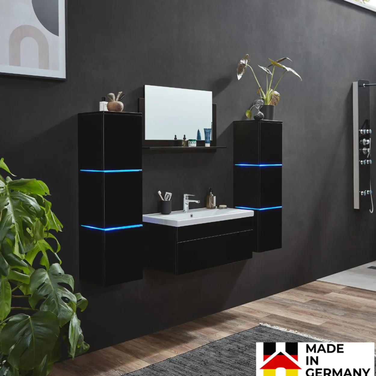 Badmöbel WANGEROOGE BIG 80 cm XL - schwarz