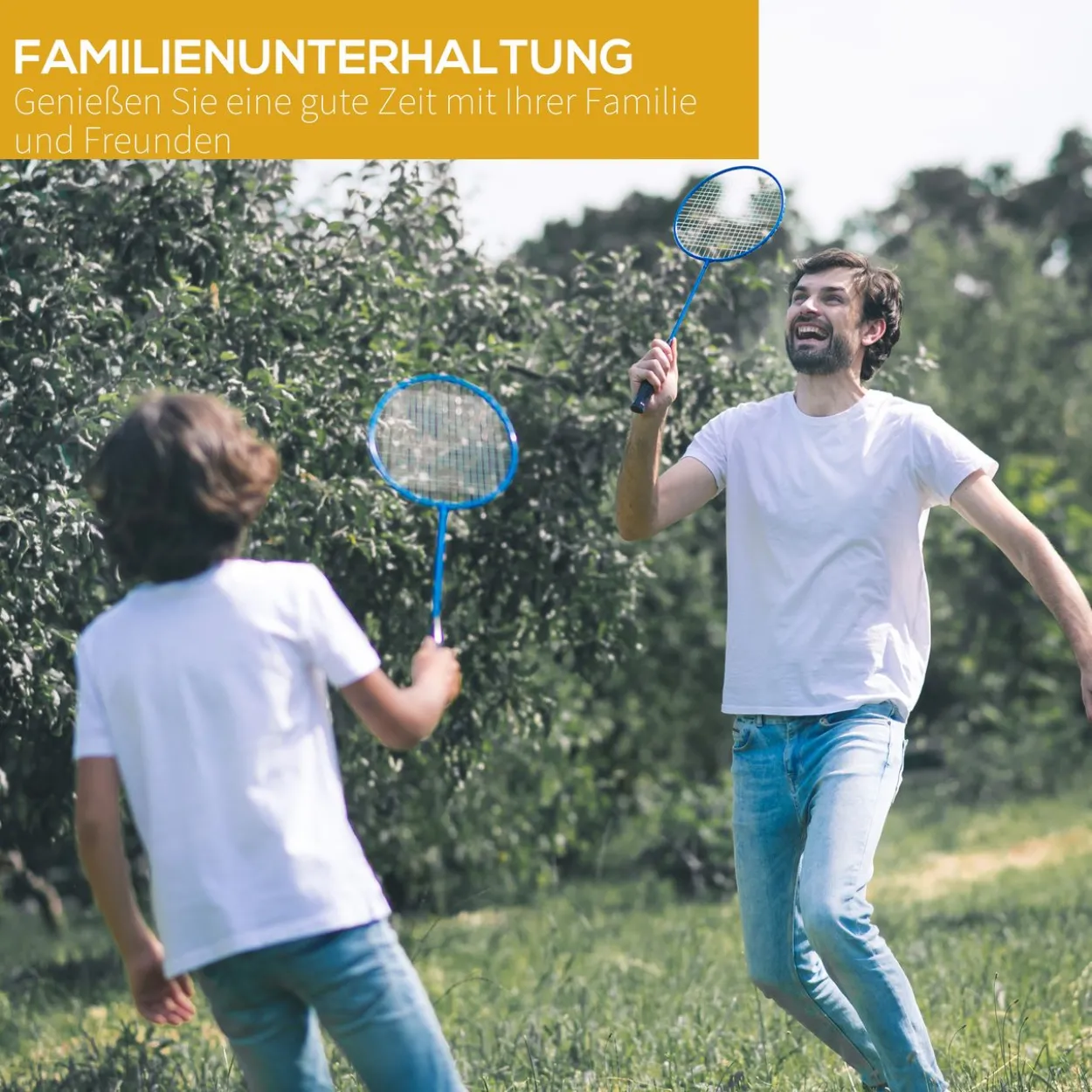Badminton Netz mit 4 Schlägern tragbar