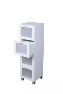 Badschrank mit 4 Schubladen, ca. 30 x 30 x 102,5 cm - Weiß