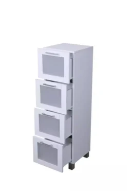Badschrank mit 4 Schubladen, ca. 30 x 30 x 102,5 cm - Weiß