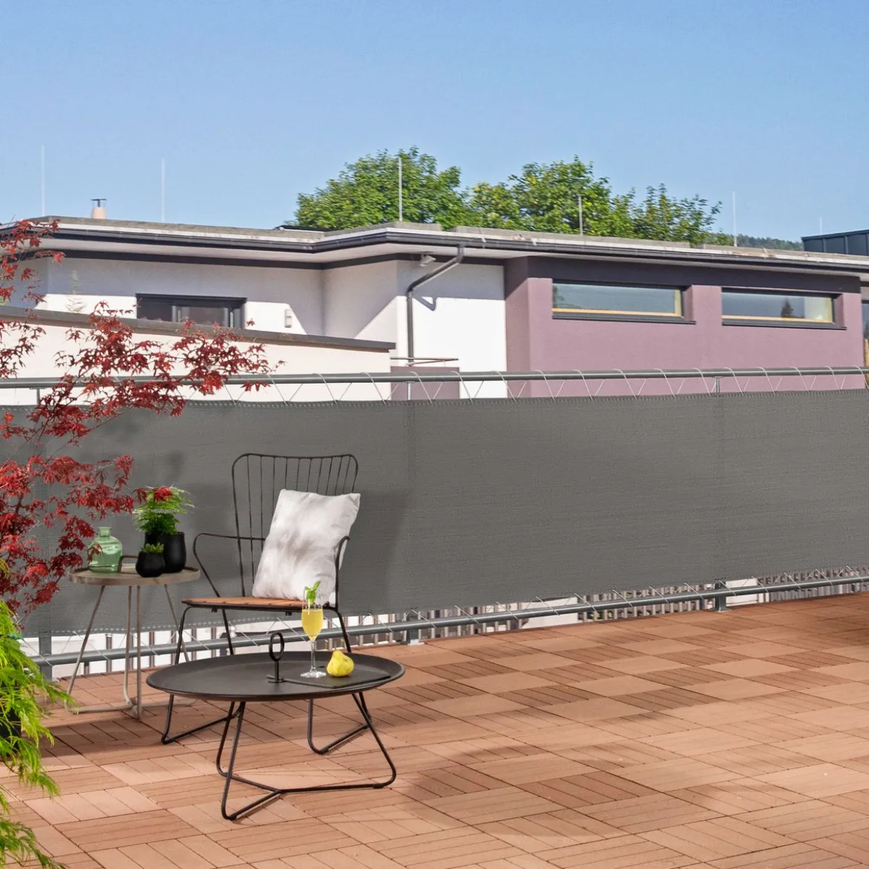 Balkonbl. SYLT 0,9x5m, uni-grau