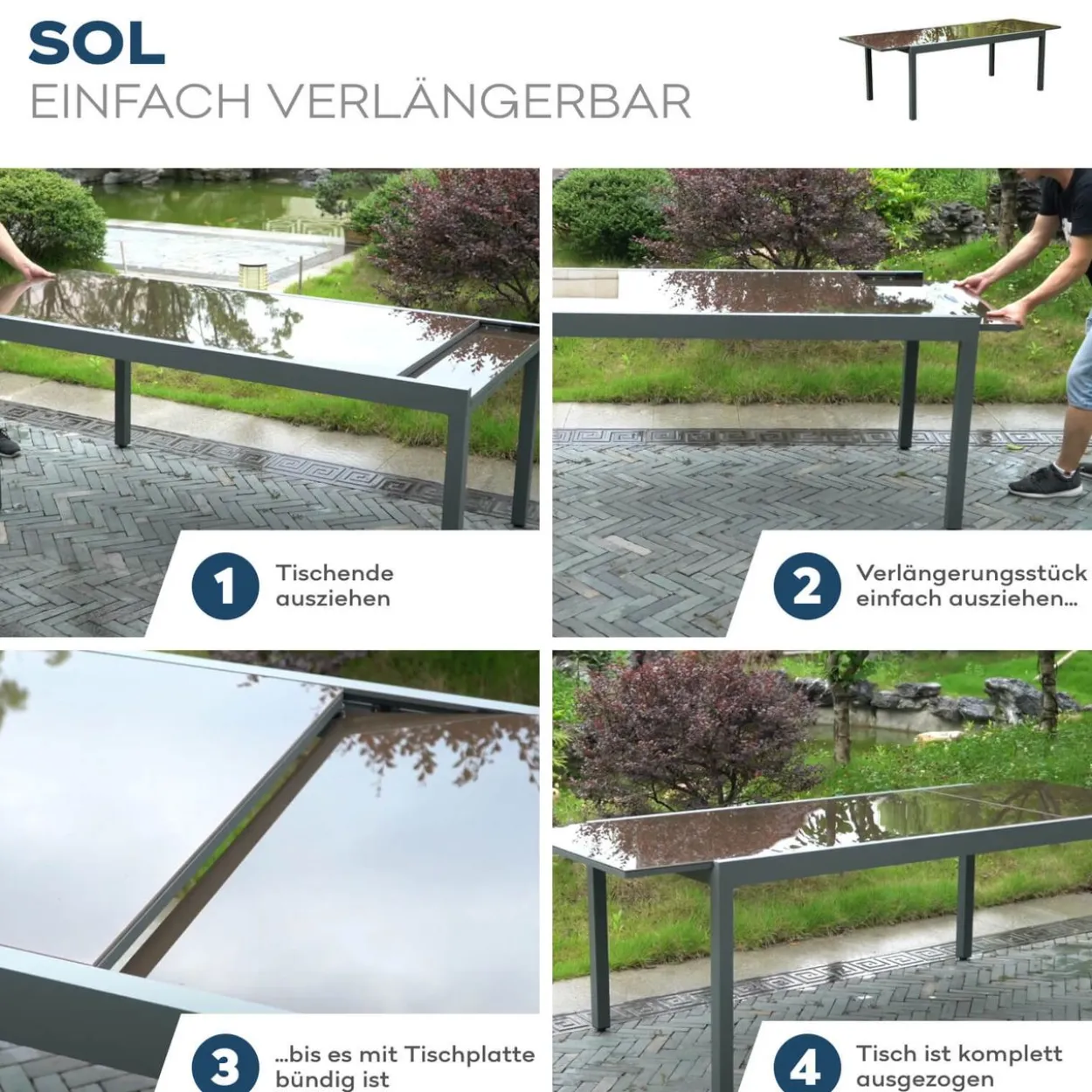 Balkontisch Esstisch Gartentisch SOL ausziehbar