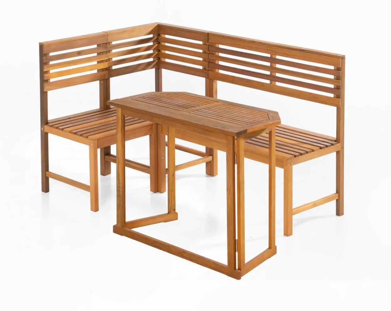 Balkontisch mit Eckbank, ca. 100 x 150 x 90 cm - Braun